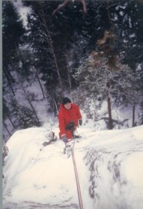 Peter Brolin vid slutet av B2:s andra replängd, tredje advent 1987. Foto: Per Calleberg